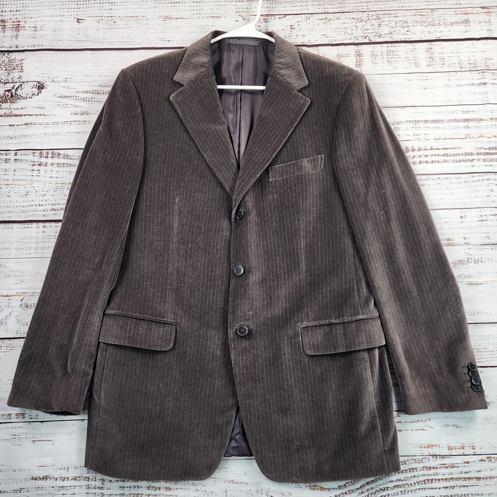 Z Zegna Sport Coat Blazer Mens 52R Brown Pinstripe Corduroy Stretch Italy Luxury